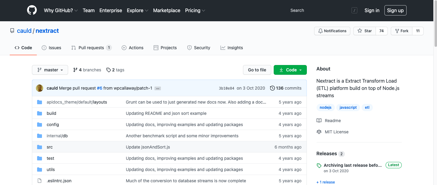 Node.js Open Source Nextract Github Page